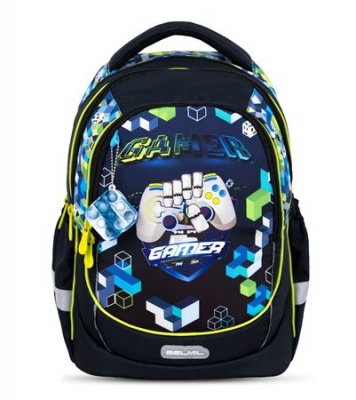 Iskolatáska, cipzáras, BELMIL "Leisure Plus Pixel Cube Game", pixel mintás