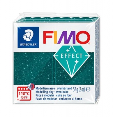 Gyurma, 57 g, égethető, FIMO "Effect", csillámos zöld