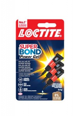 Pillanatragasztó gél, 3 x 1 g, HENKEL "Loctite Super Bond POWER Gél Mini Trio"