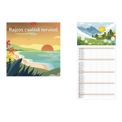 Naptár, fali, TOPTIMER "Rajzos családi tervező"