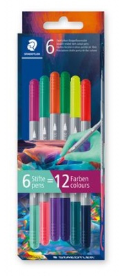 Filctoll készlet, 1/3 mm, kétvégű, kimosható, STAEDTLER® "3280", Multiverzum 1, 6 különböző szín