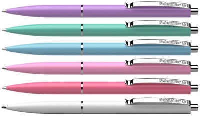 Golyóstoll, 0,5 mm, nyomógombos, vegyes pasztell tolltest, SCHNEIDER "K15", kék